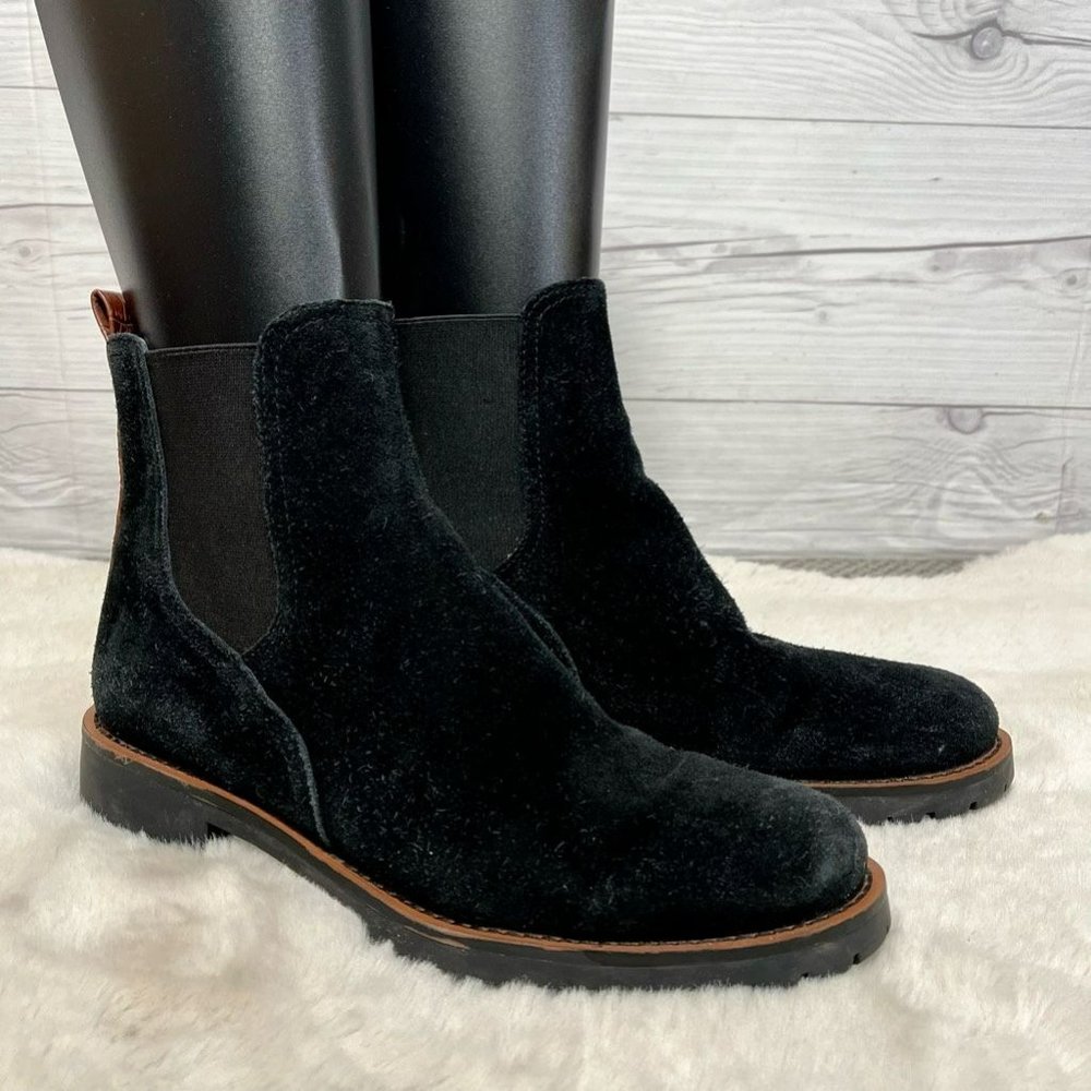 Sam Edelman Womens Jaclyn Chelsea Boots Black Leather Pull Tab Ankle Slip On 8 M